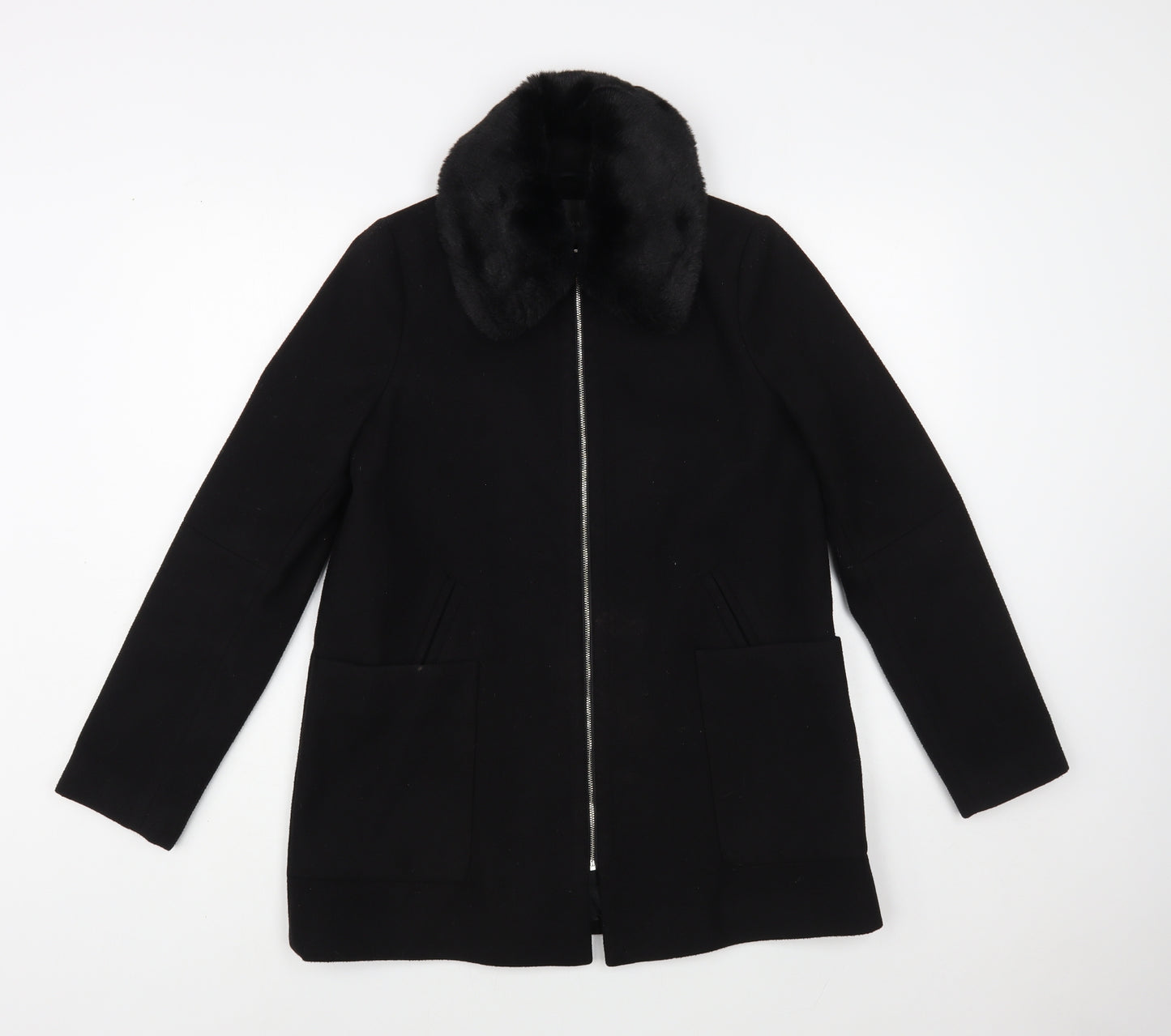 Primark Womens Black Biker Coat Size 8 Zip