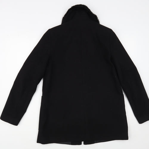 Primark Womens Black Biker Coat Size 8 Zip