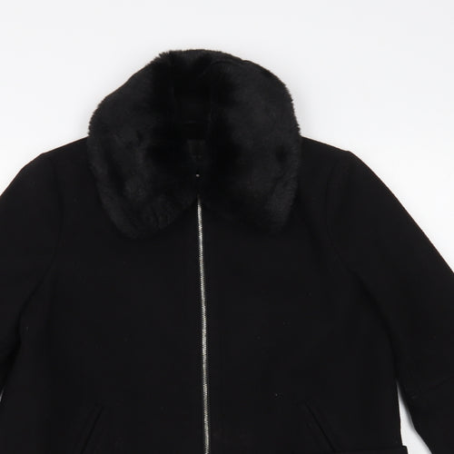 Primark Womens Black Biker Coat Size 8 Zip