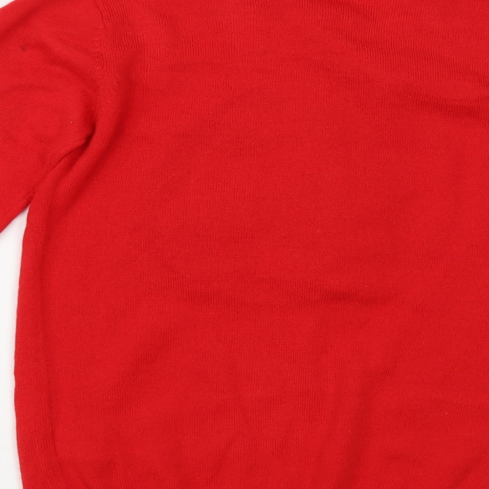 Primark Girls Red Crew Neck Acrylic Pullover Jumper Size 11-12 Years Pullover - Penguins Christmas