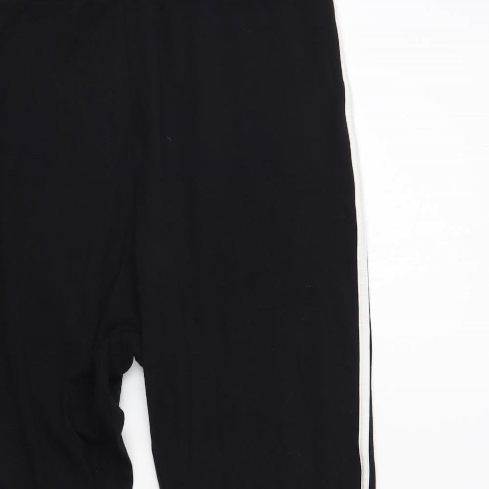 New Look Womens Black Cotton Compression Leggings Size 16 L27 in Regular - Side Stripe