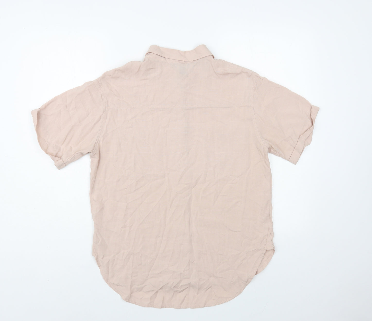 New Look Womens Beige Viscose Basic Button-Up Size 10 Collared