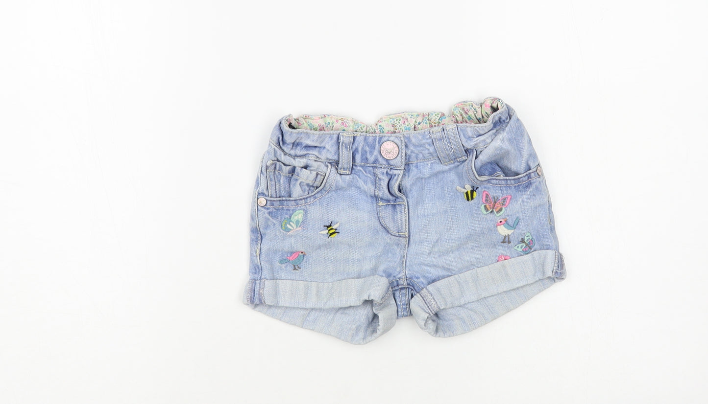 NEXT Girls Blue Cotton Hot Pants Shorts Size 3-4 Years Regular Buckle