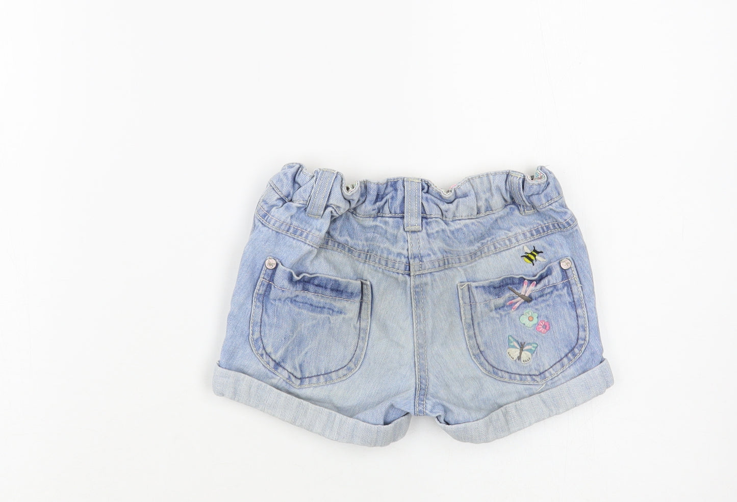 NEXT Girls Blue Cotton Hot Pants Shorts Size 3-4 Years Regular Buckle