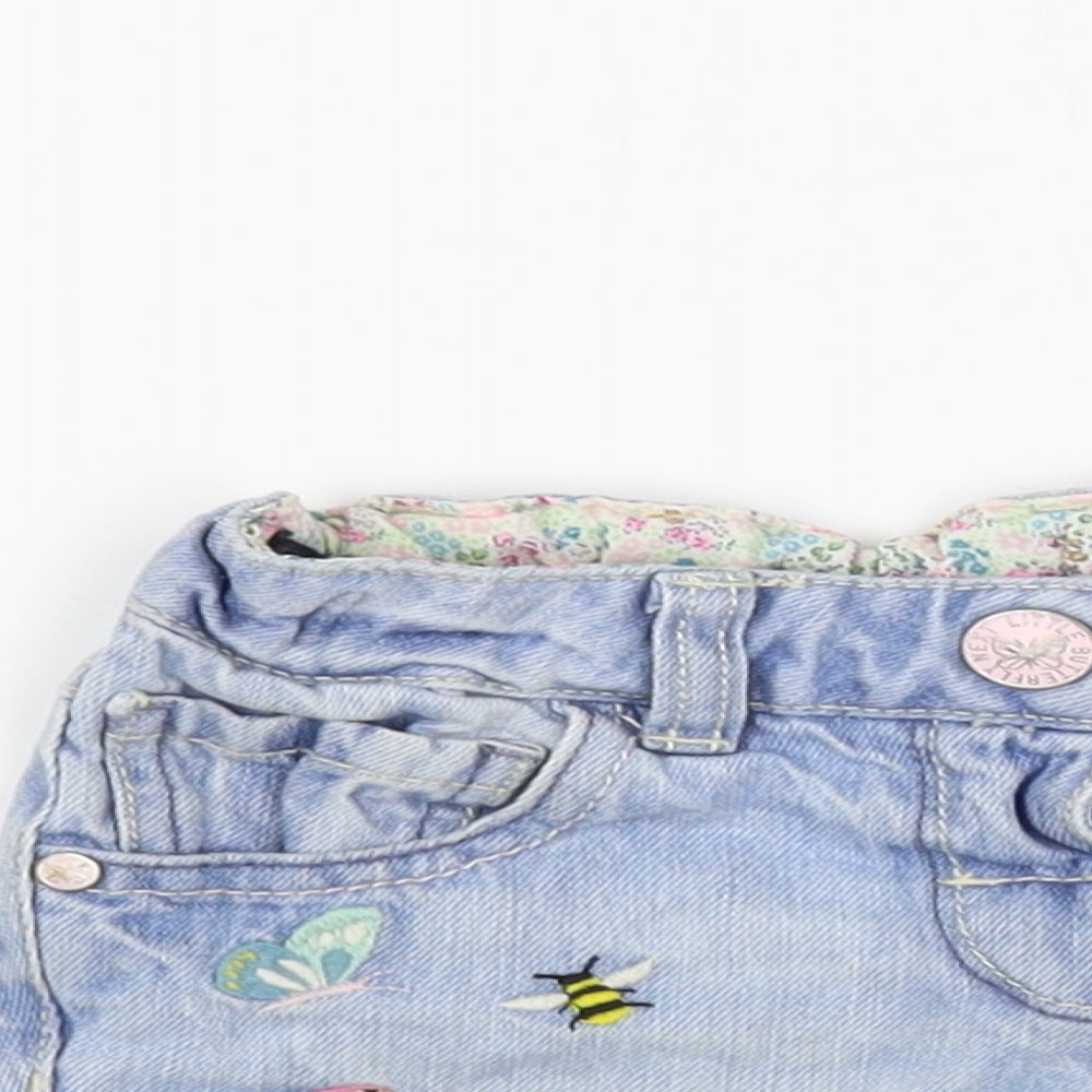 NEXT Girls Blue Cotton Hot Pants Shorts Size 3-4 Years Regular Buckle