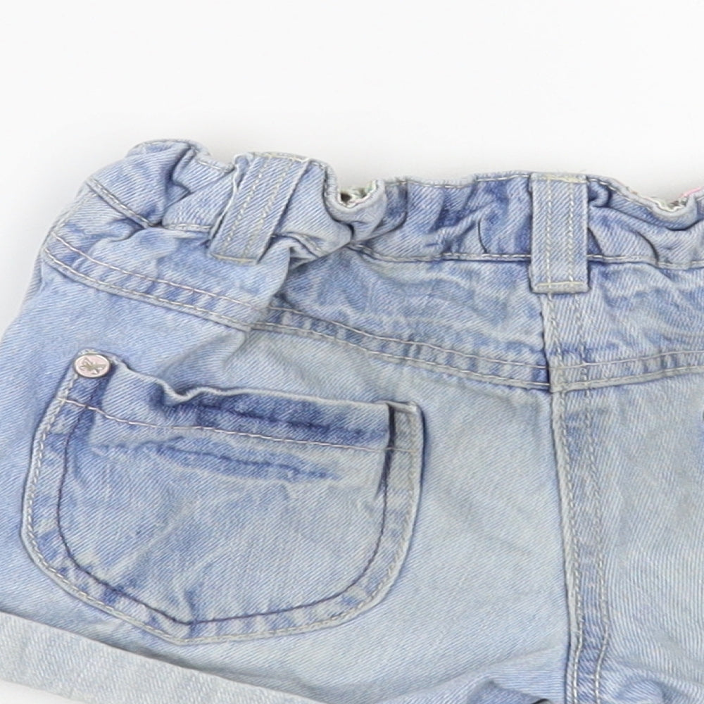 NEXT Girls Blue Cotton Hot Pants Shorts Size 3-4 Years Regular Buckle