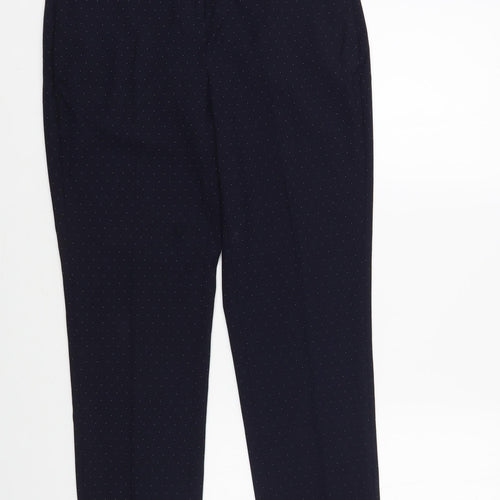 NEXT Womens Blue Polka Dot Polyester Dress Pants Trousers Size 8 L27 in Regular Button