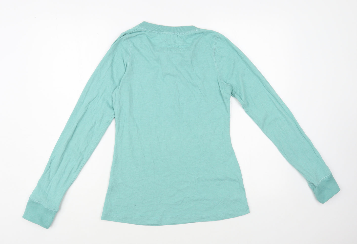 Dunnes Stores Womens Green Cotton Basic T-Shirt Size 10 Henley