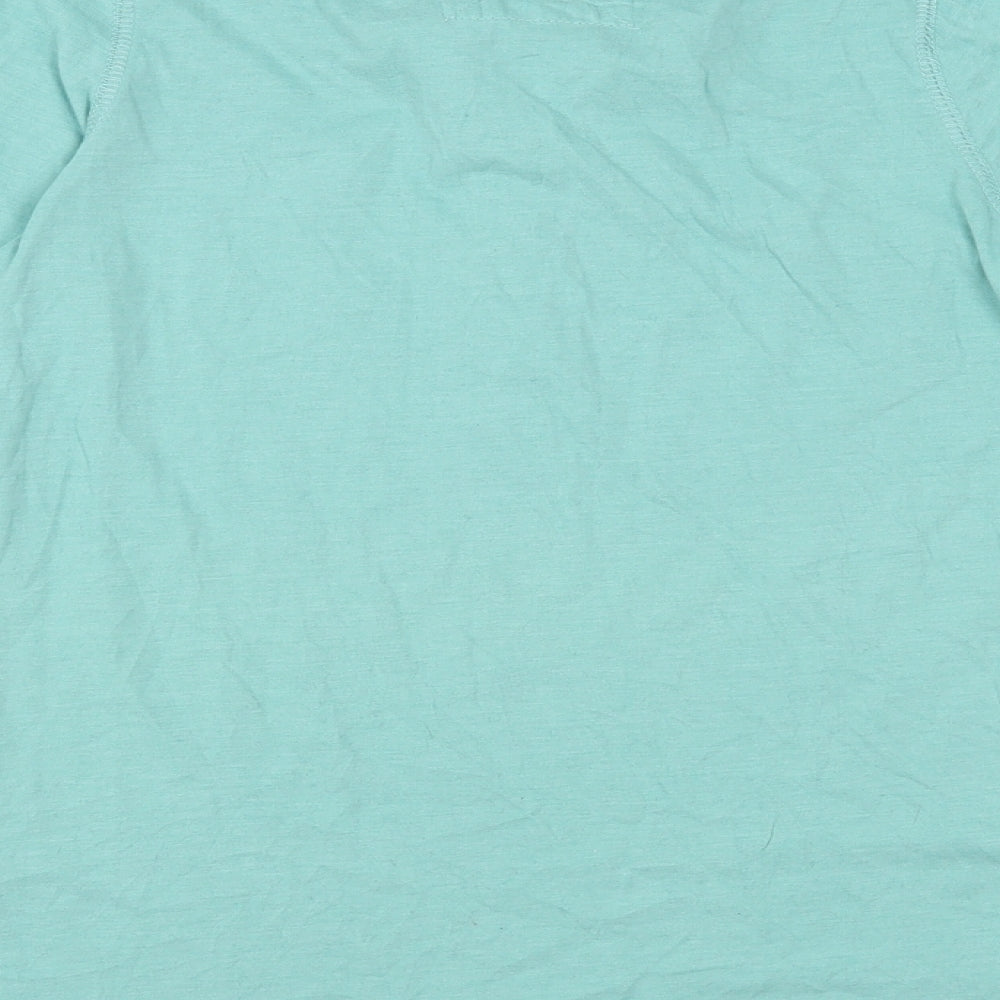 Dunnes Stores Womens Green Cotton Basic T-Shirt Size 10 Henley