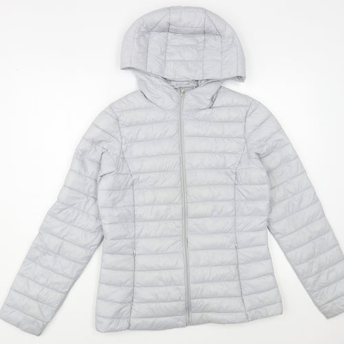 Dunnes Stores Womens Grey Quilted Jacket Size S Zip