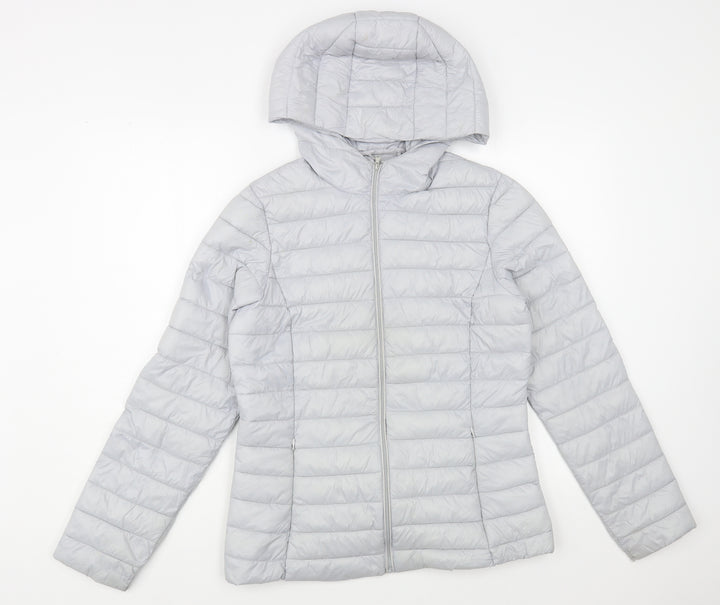 Dunnes Stores Womens Grey Quilted Jacket Size S Zip