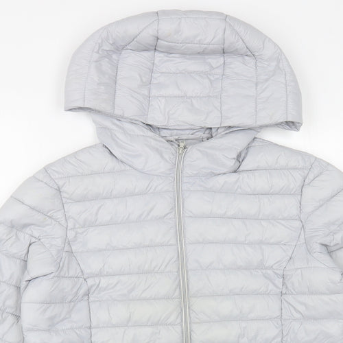 Dunnes Stores Womens Grey Quilted Jacket Size S Zip