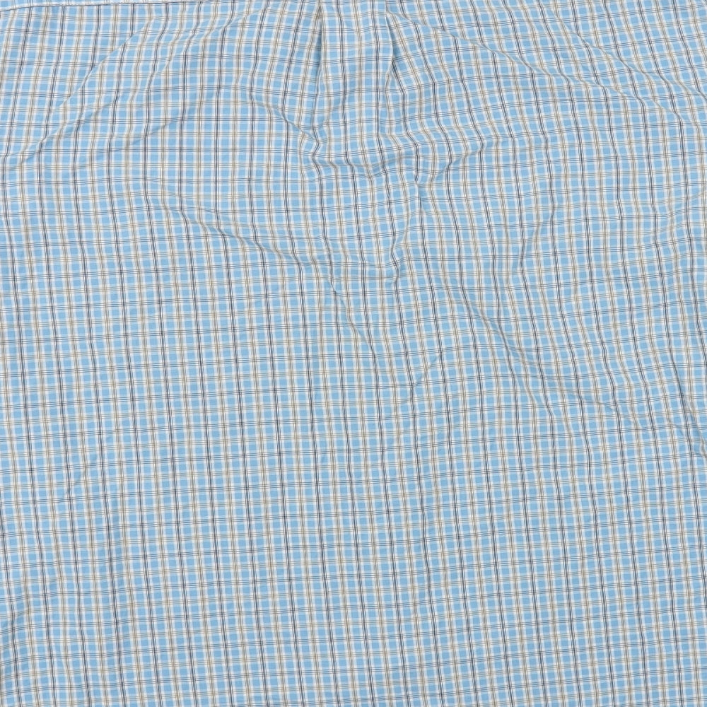 Arrow Mens Blue Plaid Cotton Button-Up Size XL Collared Button