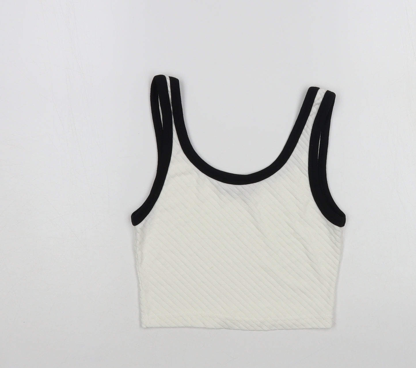 Whybee Womens White Polyester Cropped Tank Size L Scoop Neck