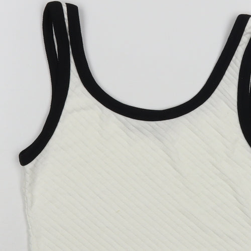 Whybee Womens White Polyester Cropped Tank Size L Scoop Neck