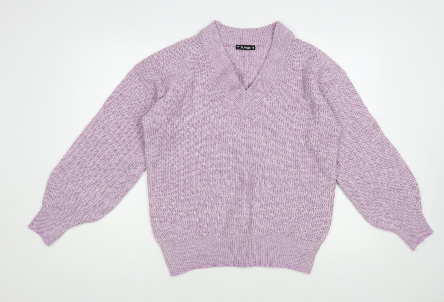 Dunnes Stores Womens Purple V-Neck Polyester Pullover Jumper Size XS