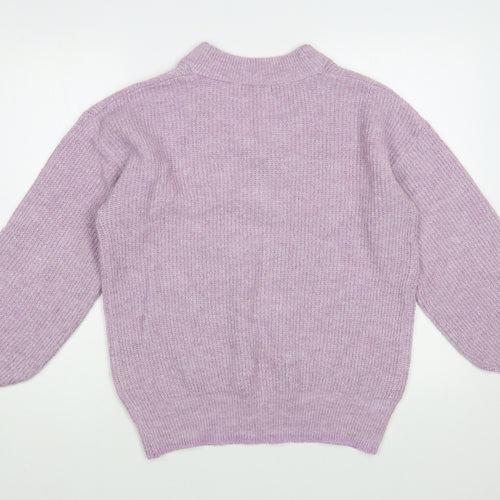 Dunnes Stores Womens Purple V-Neck Polyester Pullover Jumper Size XS
