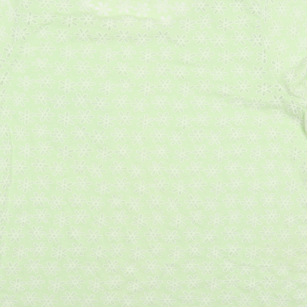 F&F Womens Green Cotton Basic T-Shirt Size 16 Boat Neck