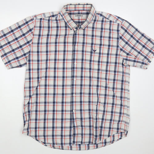 Morley Mens Grey Plaid Cotton Button-Up Size XL Collared Button
