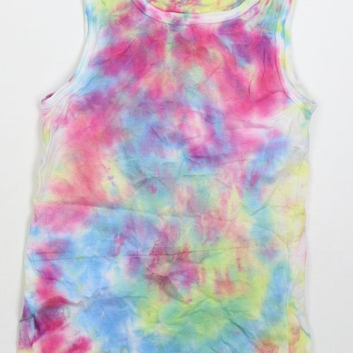Primark Girls Multicoloured Geometric Cotton Basic Tank Size 9-10 Years Crew Neck Pullover - Tie Dye