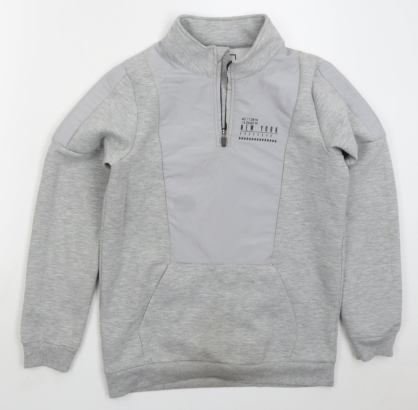 Matalan Boys Grey Cotton Pullover Sweatshirt Size 13 Years Zip