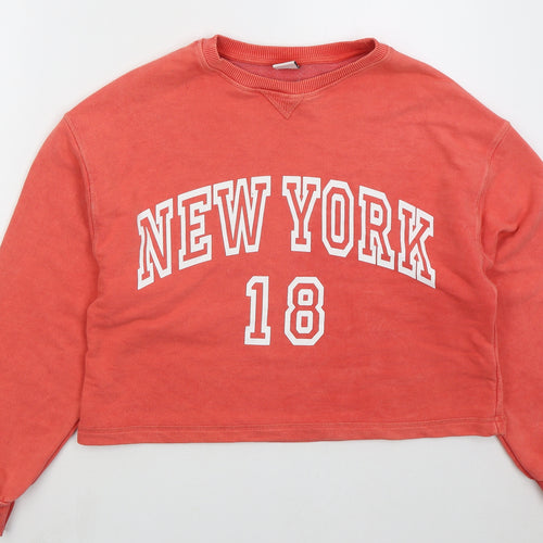 Zara Girls Pink Cotton Pullover Sweatshirt Size 13-14 Years Pullover - New York