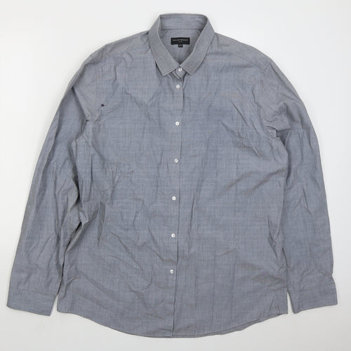 Taylor & Wright Mens Blue Cotton Button-Up Size 17 Collared Button