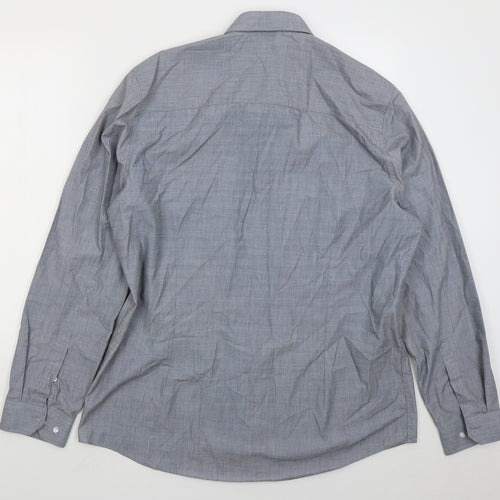Taylor & Wright Mens Blue Cotton Button-Up Size 17 Collared Button