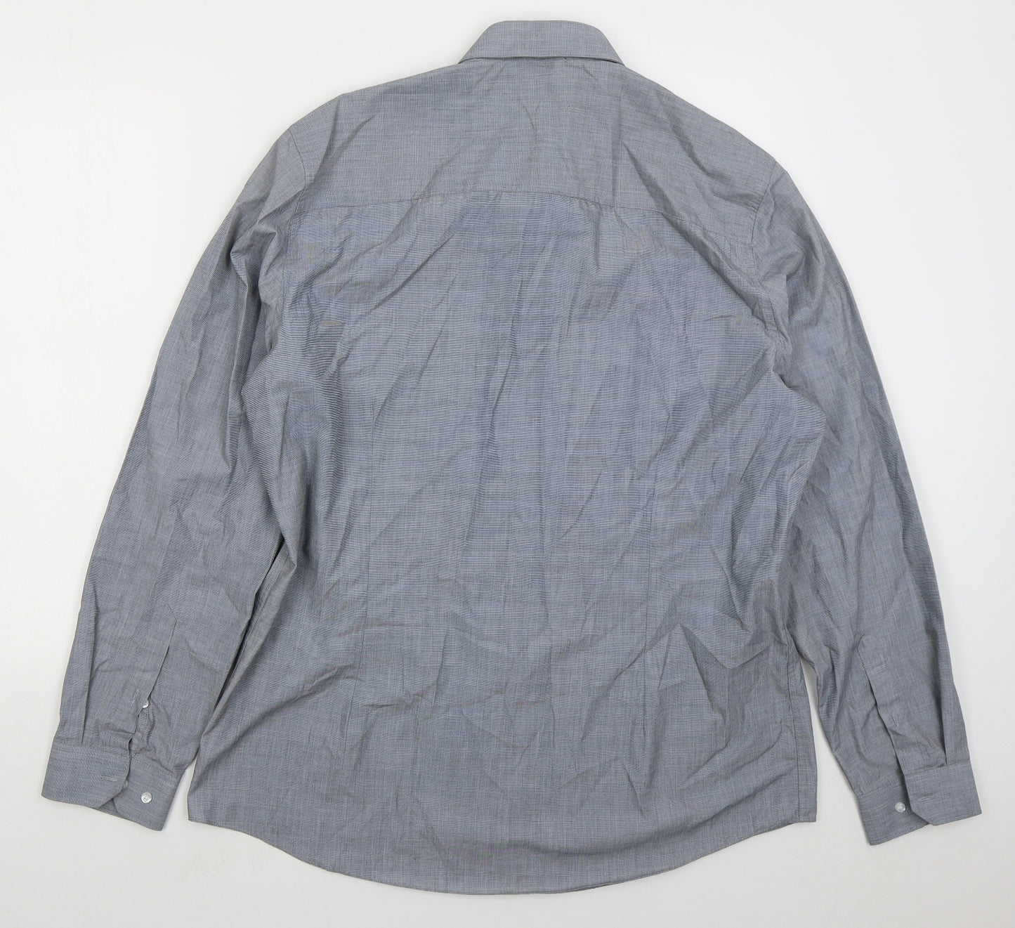Taylor & Wright Mens Blue Cotton Button-Up Size 17 Collared Button