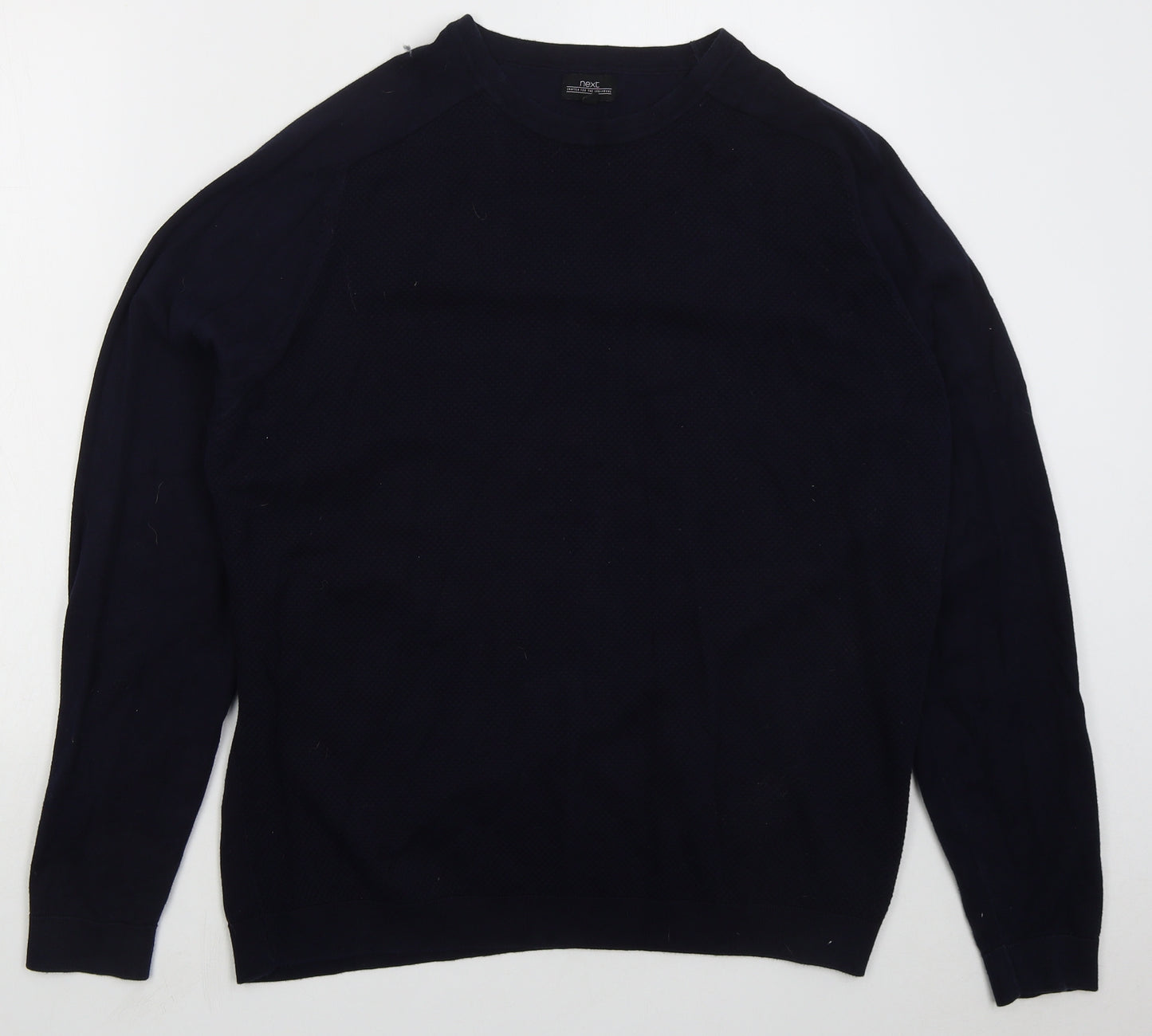 NEXT Mens Blue Crew Neck Cotton Pullover Jumper Size XL