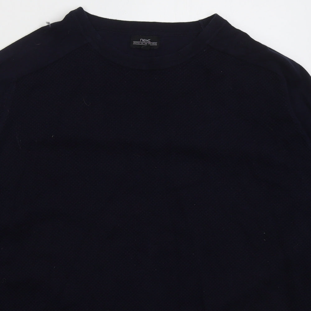 NEXT Mens Blue Crew Neck Cotton Pullover Jumper Size XL