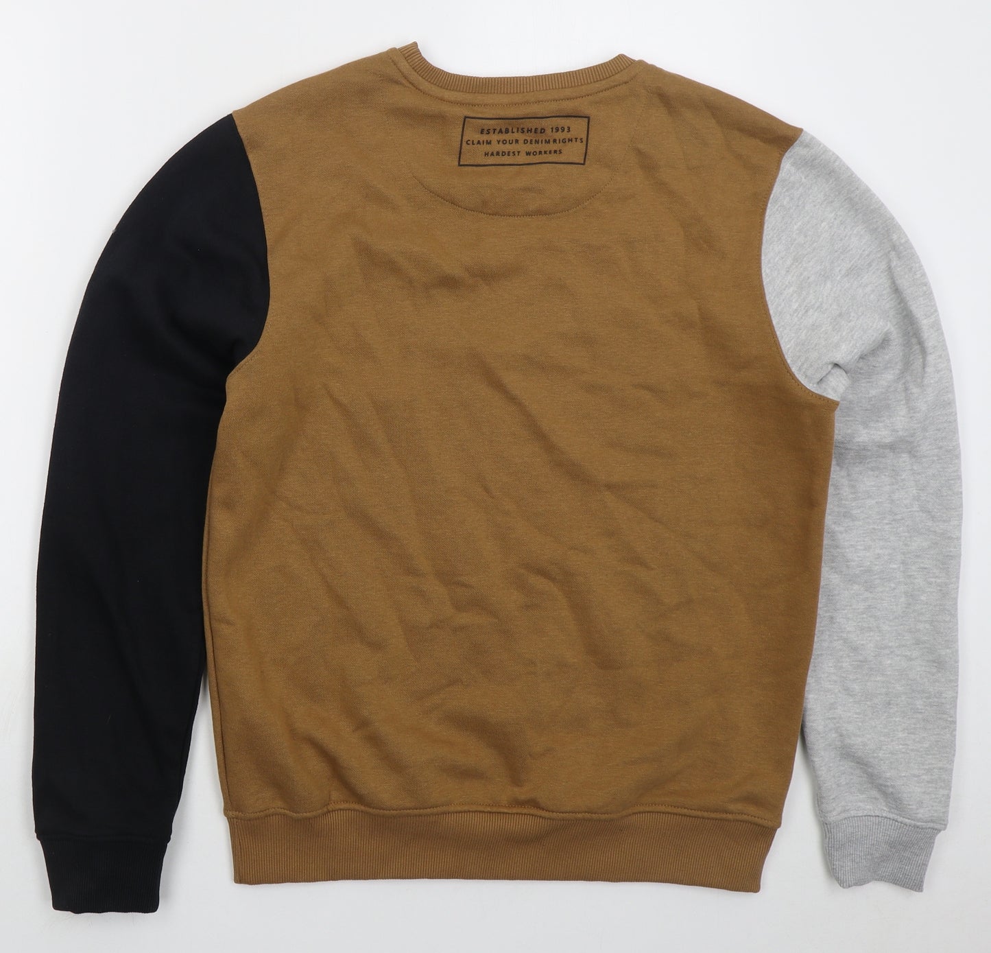 Blend Mens Brown Cotton Pullover Sweatshirt Size XL - Colour Block