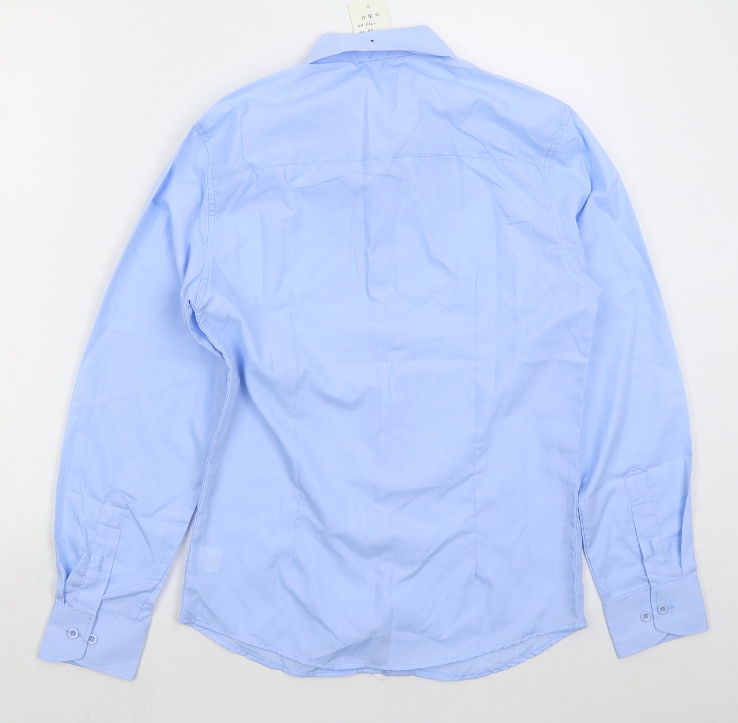 PX Fushi Mens Blue Polyester Dress Shirt Size M Collared Button