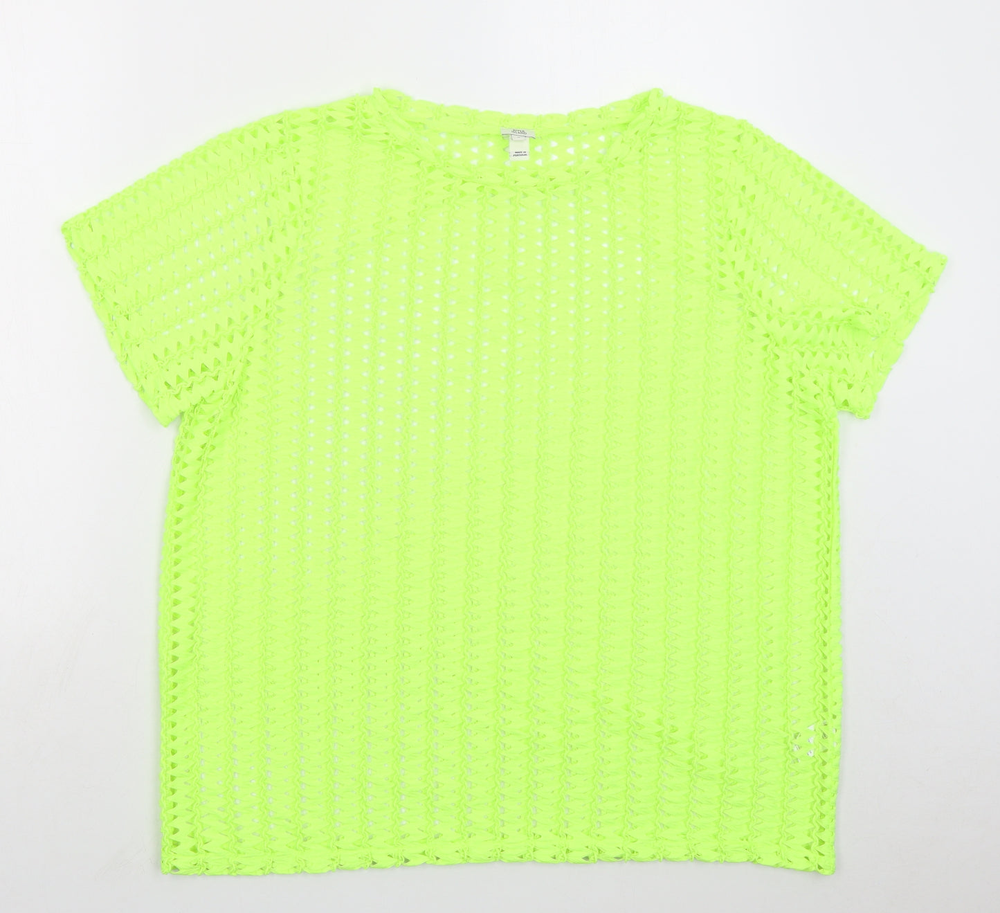 River Island Womens Green Polyester Basic T-Shirt Size 16 Round Neck
