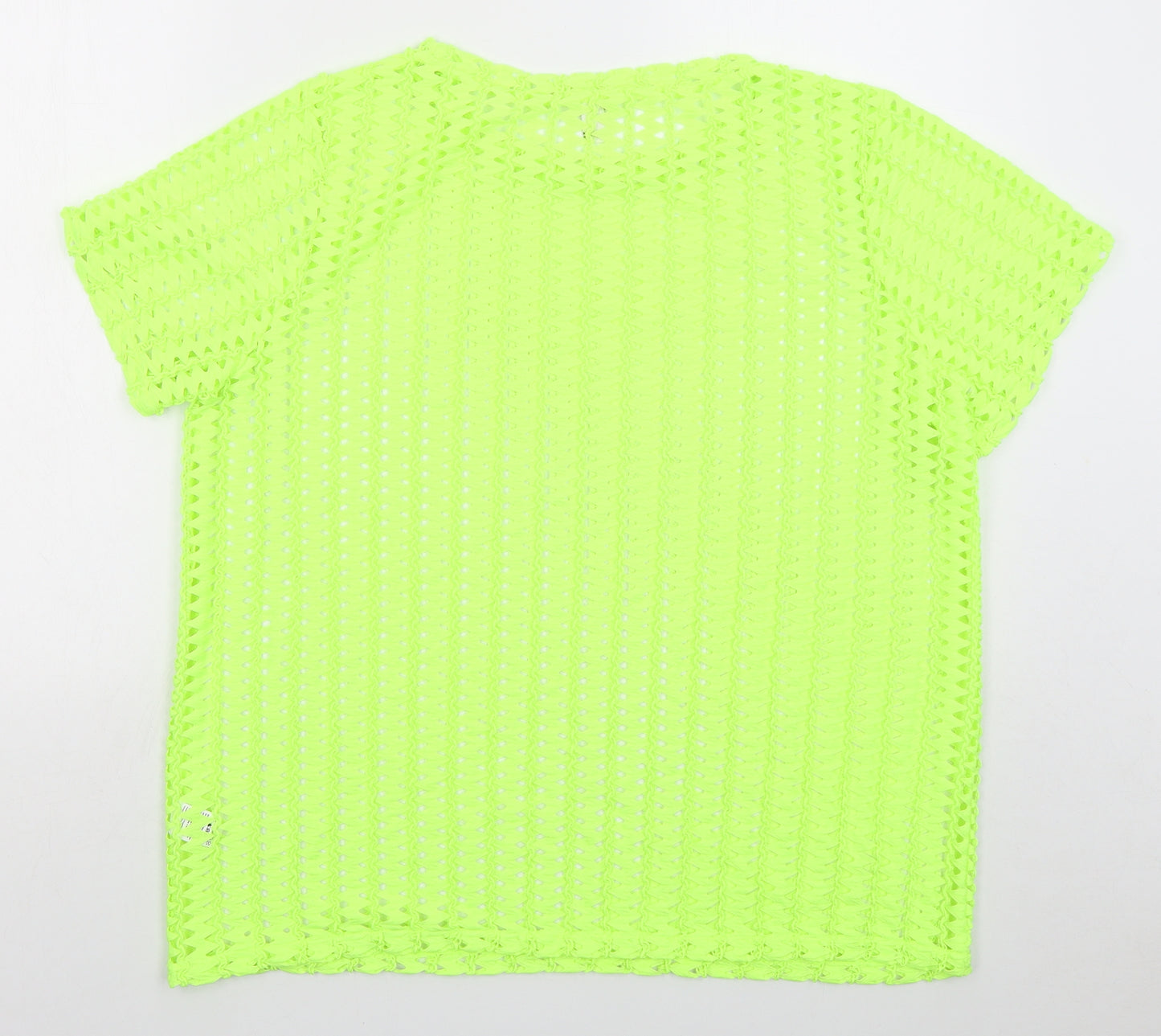 River Island Womens Green Polyester Basic T-Shirt Size 16 Round Neck