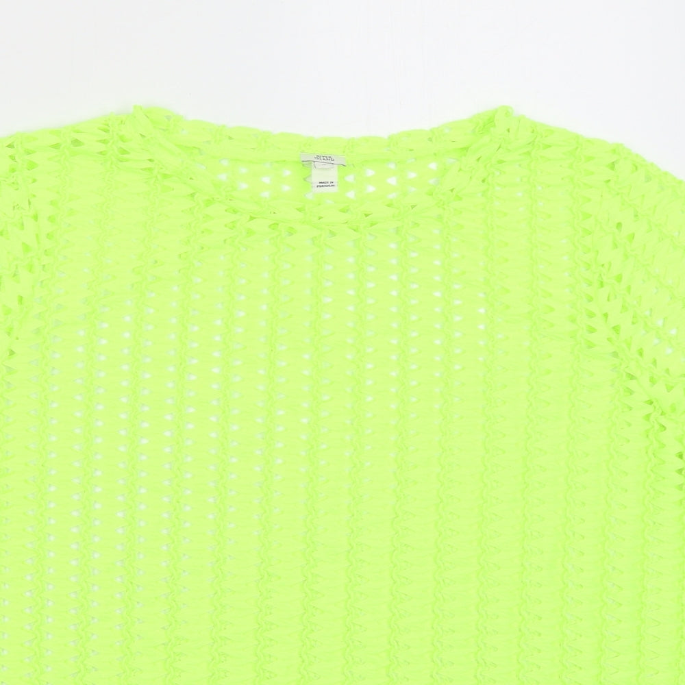 River Island Womens Green Polyester Basic T-Shirt Size 16 Round Neck