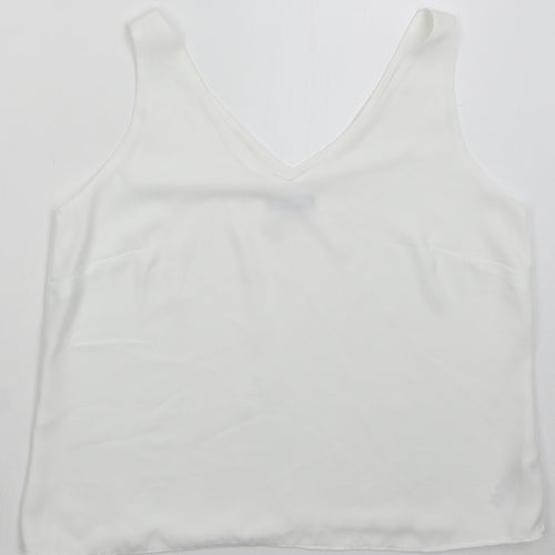 Wallis Womens White Polyester Basic Tank Size 14 V-Neck