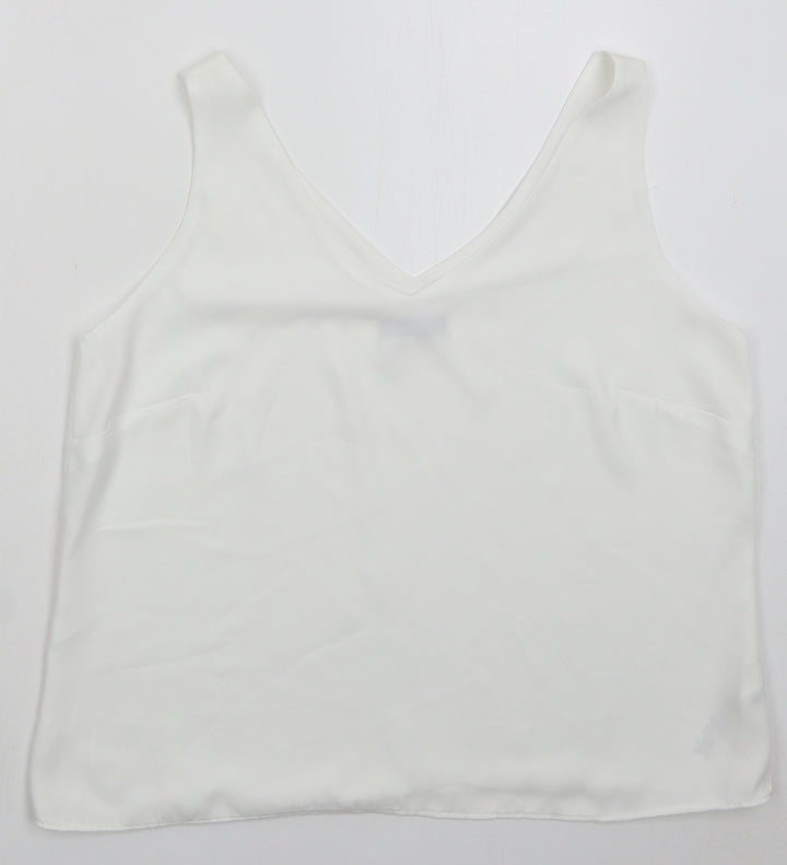 Wallis Womens White Polyester Basic Tank Size 14 V-Neck