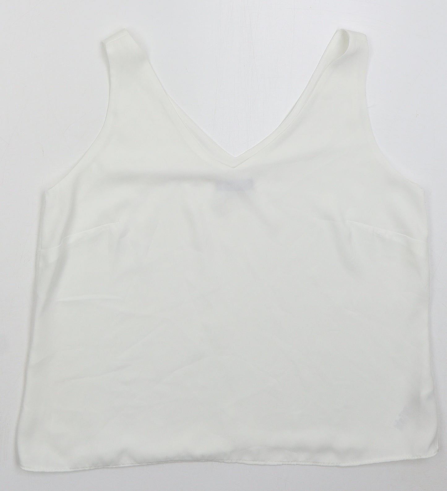 Wallis Womens White Polyester Basic Tank Size 14 V-Neck