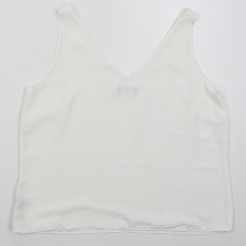 Wallis Womens White Polyester Basic Tank Size 14 V-Neck