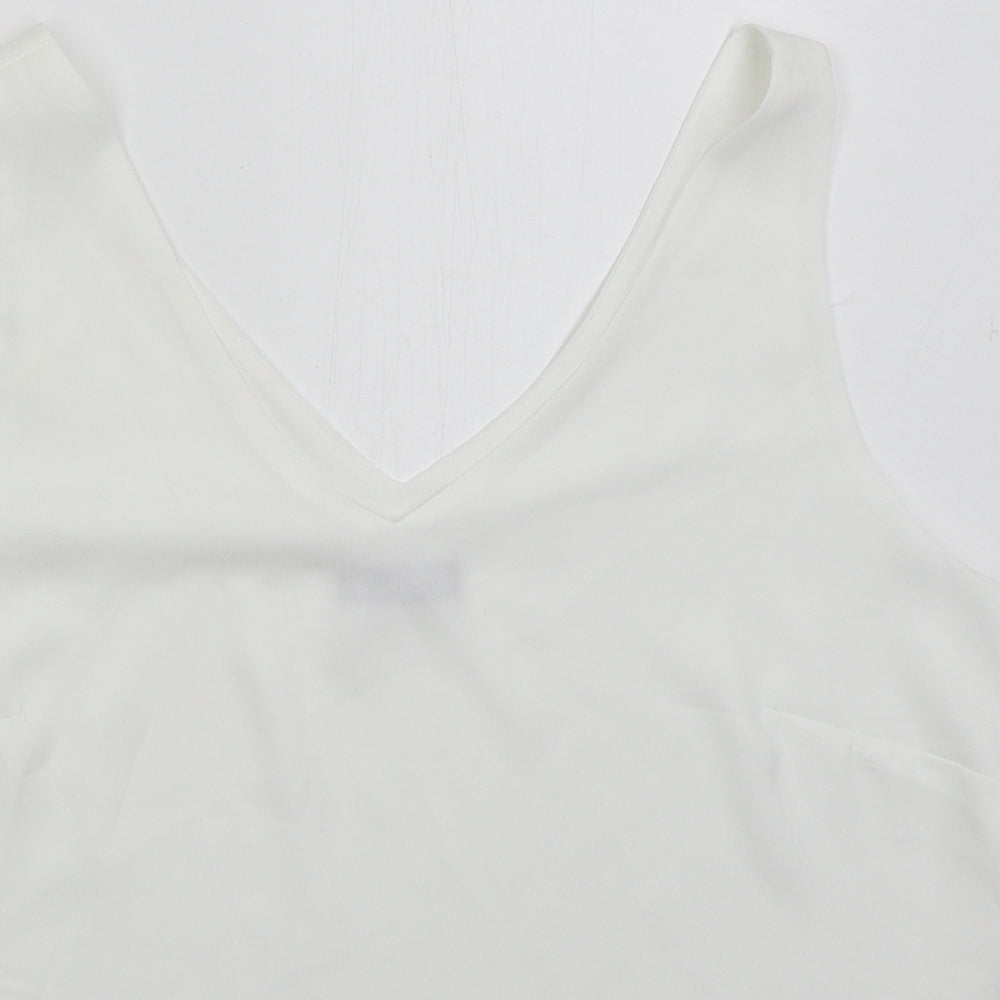 Wallis Womens White Polyester Basic Tank Size 14 V-Neck
