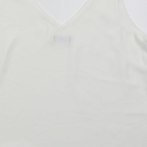 Wallis Womens White Polyester Basic Tank Size 14 V-Neck
