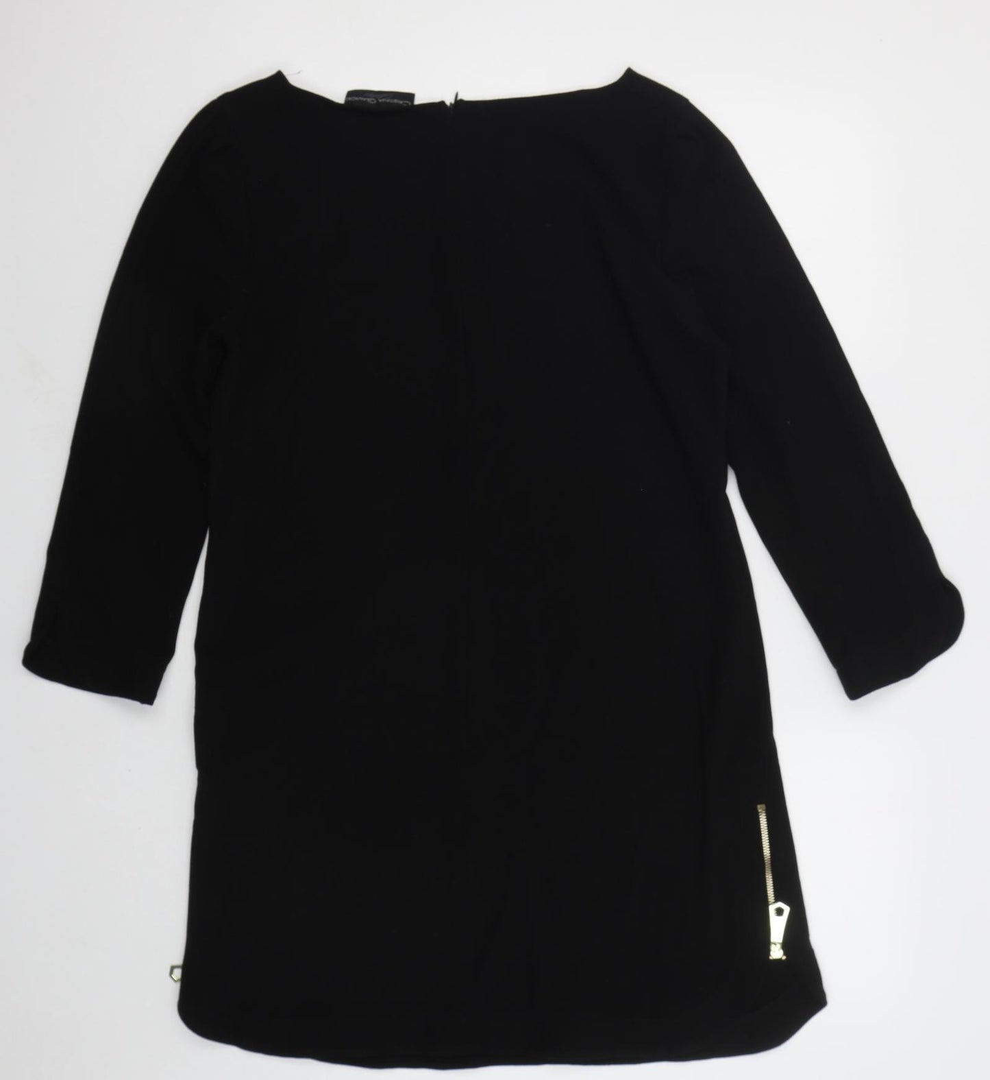 Christina Gavioli Womens Black Polyester A-Line Size 14 Boat Neck Pullover