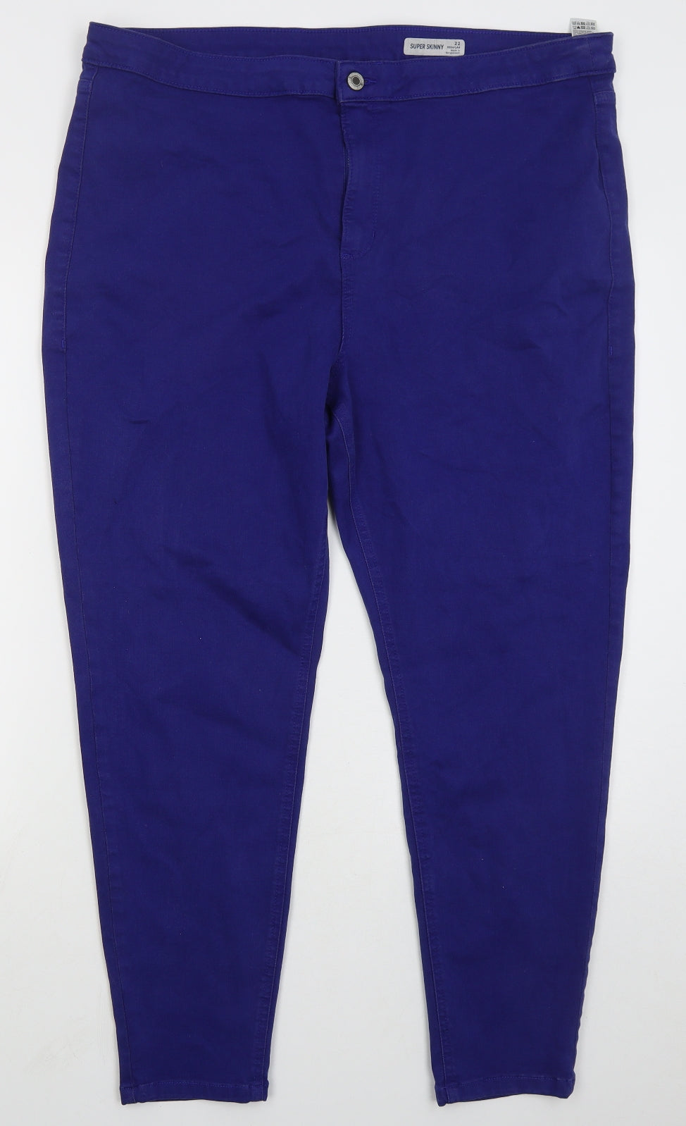 Marks and Spencer Womens Blue Cotton Skinny Jeans Size 22 L26 in Regular Button