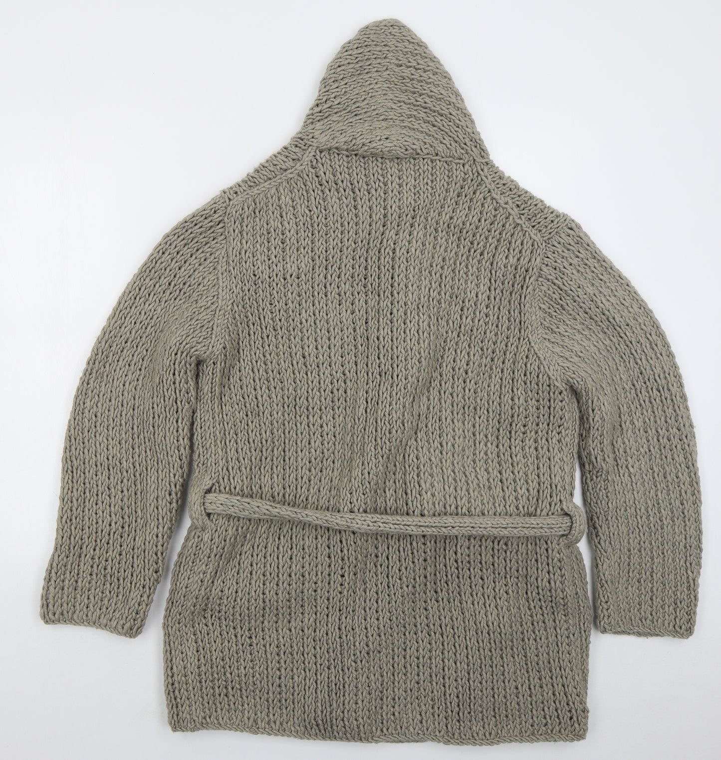 NICOLE FARHI Womens Beige Collared Wool Cardigan Jumper Size L