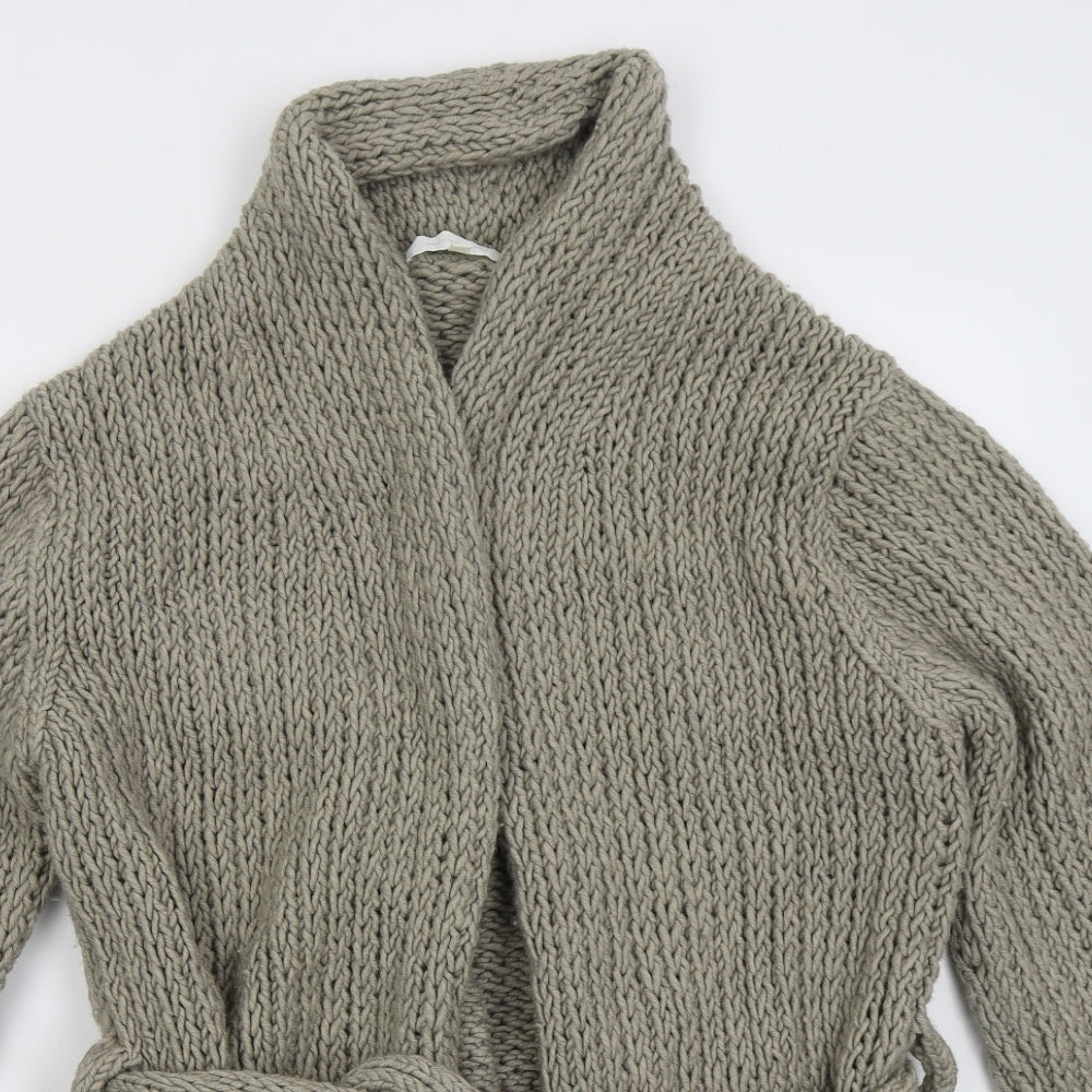 NICOLE FARHI Womens Beige Collared Wool Cardigan Jumper Size L