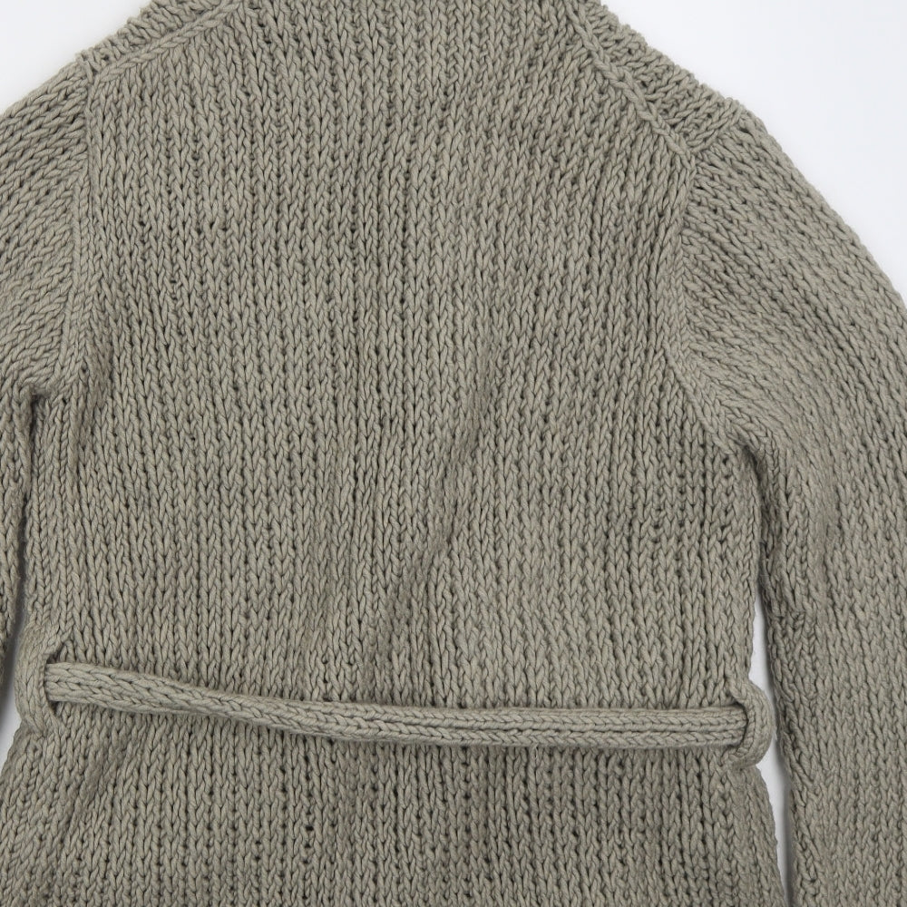 NICOLE FARHI Womens Beige Collared Wool Cardigan Jumper Size L