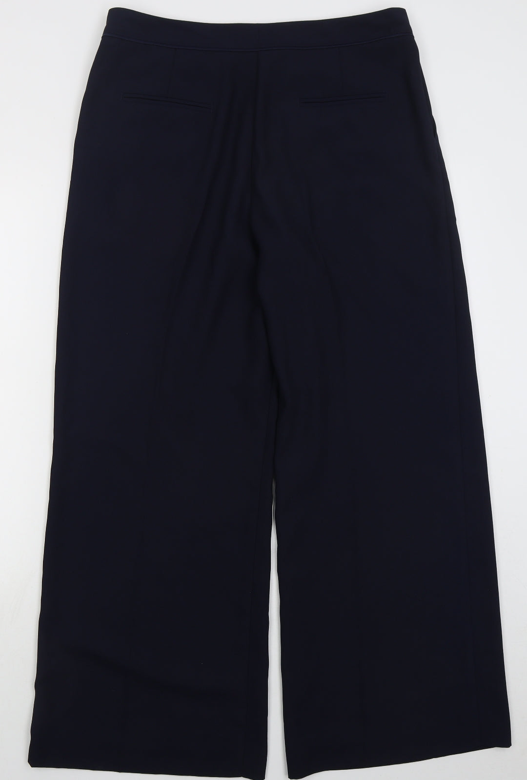 Marks and Spencer Womens Blue Polyester Trousers Size 14 L30 in Regular Hook & Eye