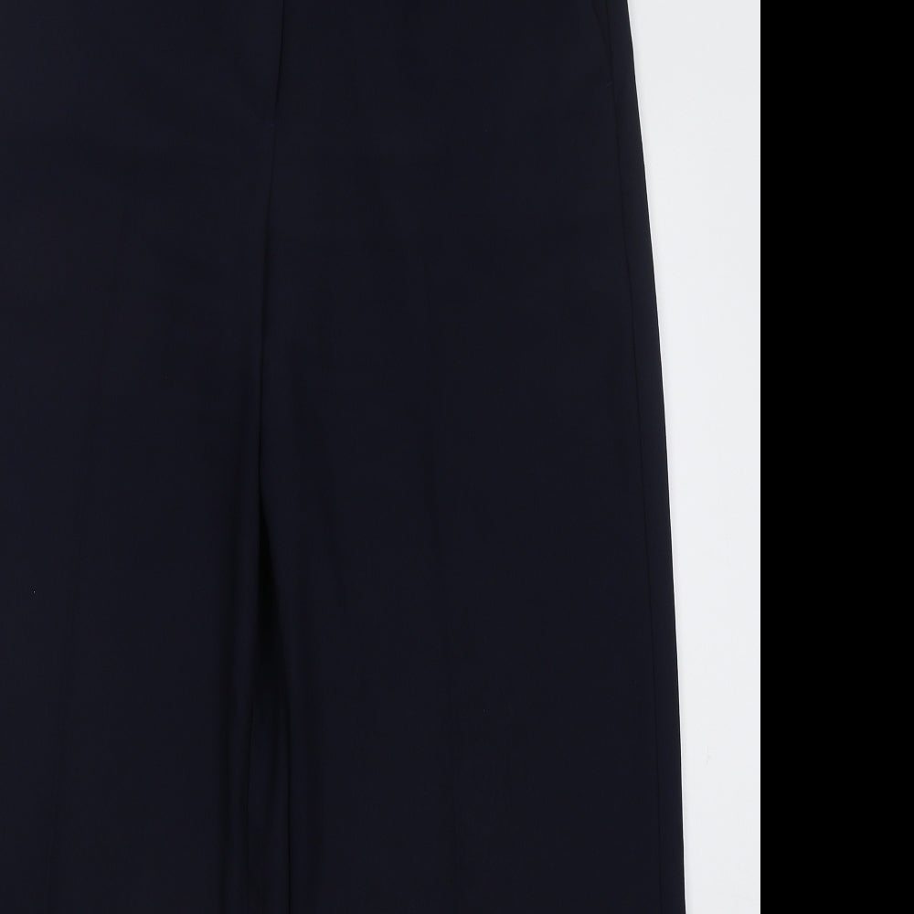 Marks and Spencer Womens Blue Polyester Trousers Size 14 L30 in Regular Hook & Eye