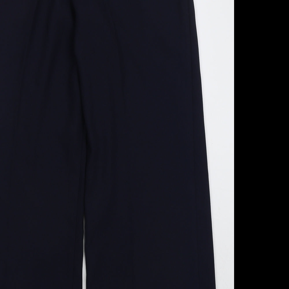 Marks and Spencer Womens Blue Polyester Trousers Size 14 L30 in Regular Hook & Eye